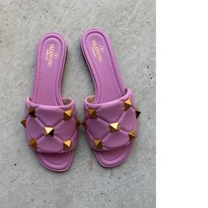 Pink Purple 5mm Roman Stud Rockstud New Slides Sandals Flats D644